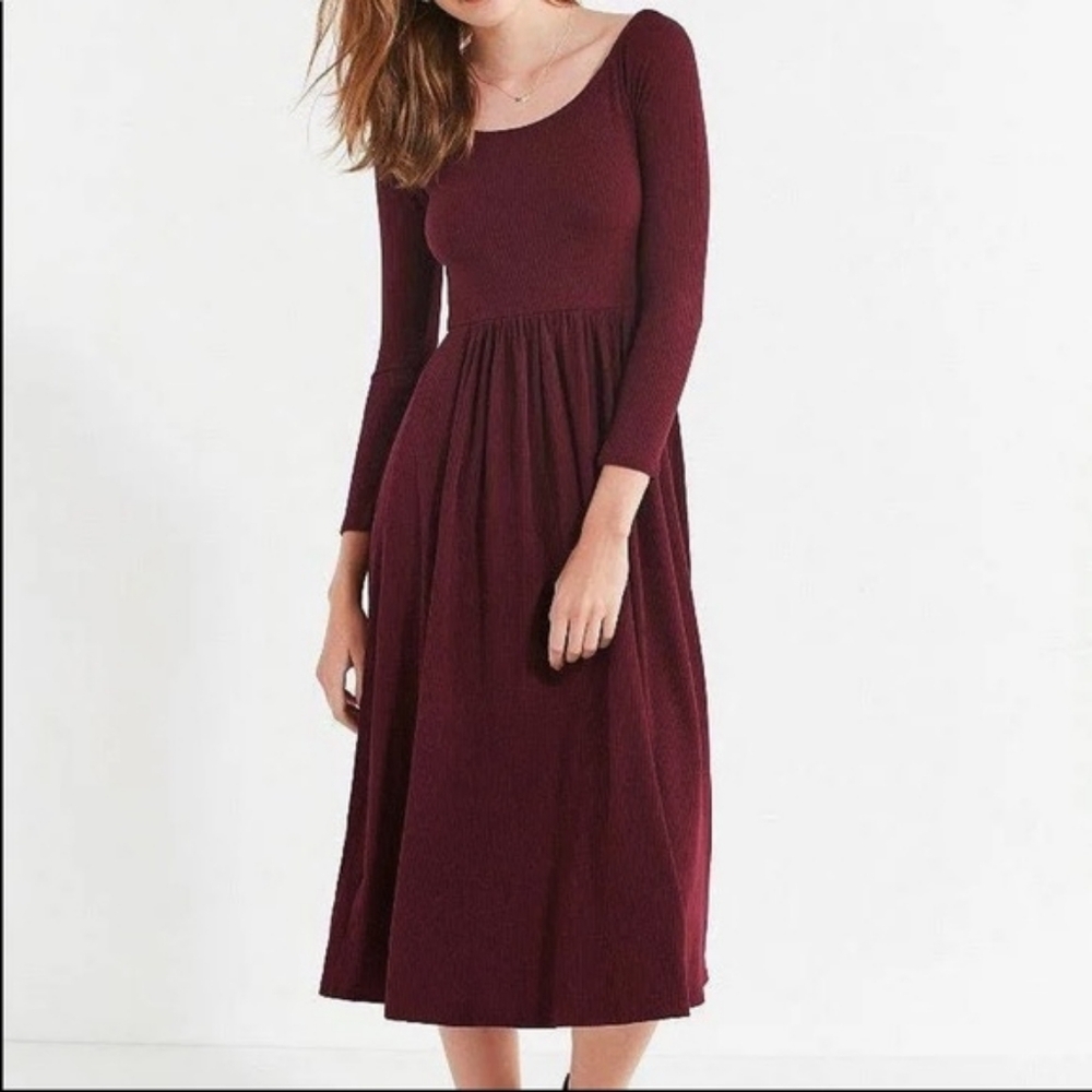 Urban Outfitters Off-Shoulder Burgundy Dress